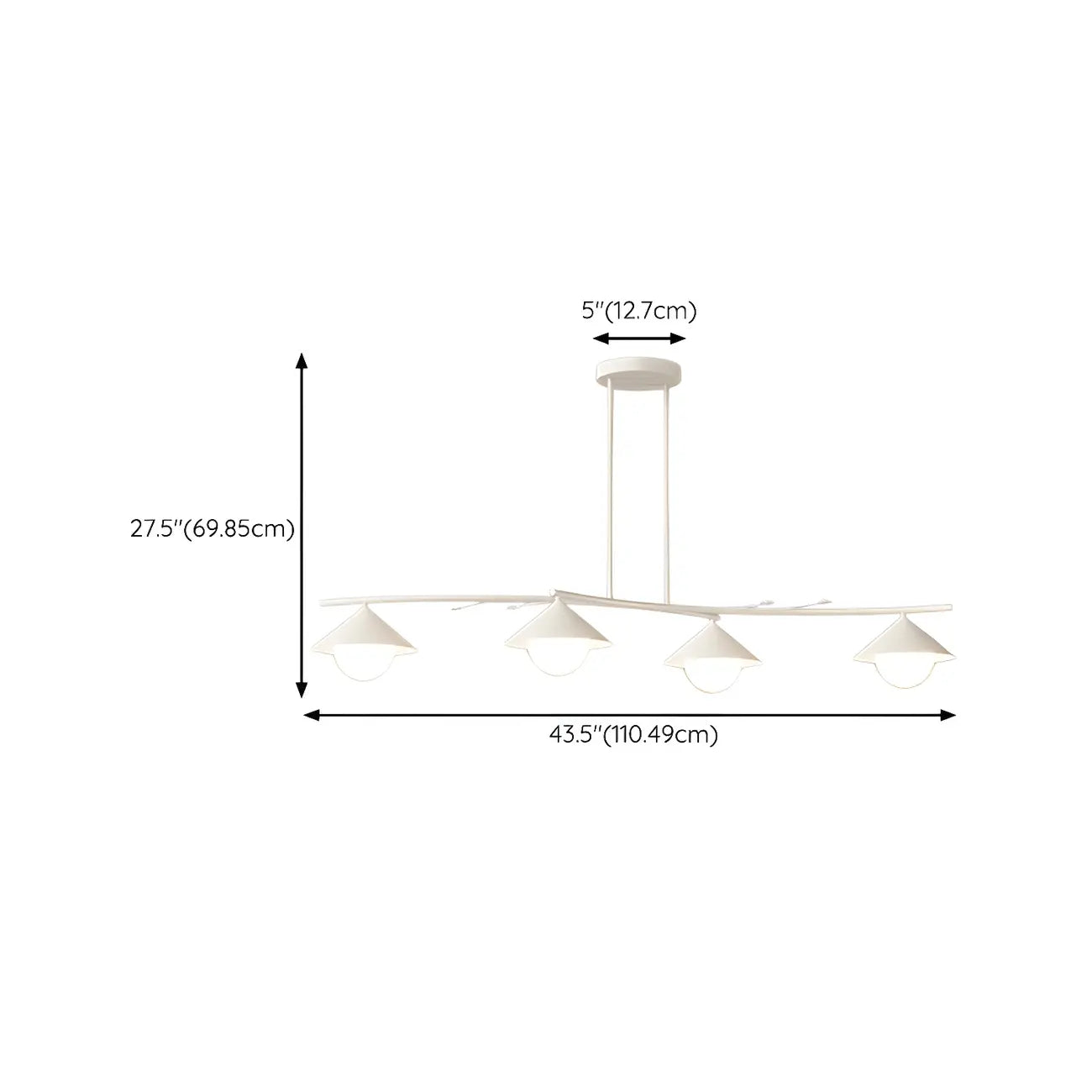 Sleek Modern White Metal Island Pendant Light