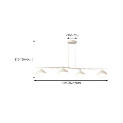 Sleek Modern White Metal Island Pendant Light