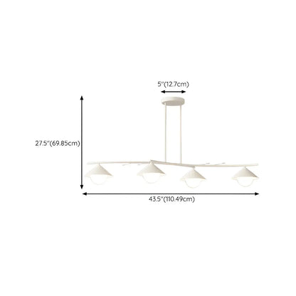 Sleek Modern White Metal Island Pendant Light