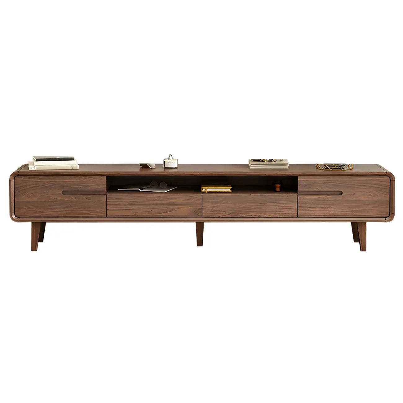 55 Brown Wood Adjustable Shelf TV Stand with Open Storage