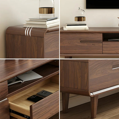 55 Brown Wood Adjustable Shelf TV Stand with Open Storage