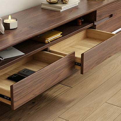 55 Brown Wood Adjustable Shelf TV Stand with Open Storage