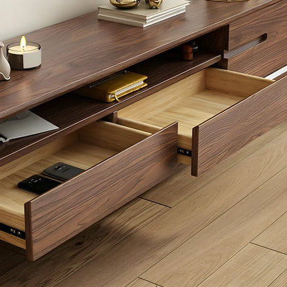 55 Brown Wood Adjustable Shelf TV Stand with Open Storage