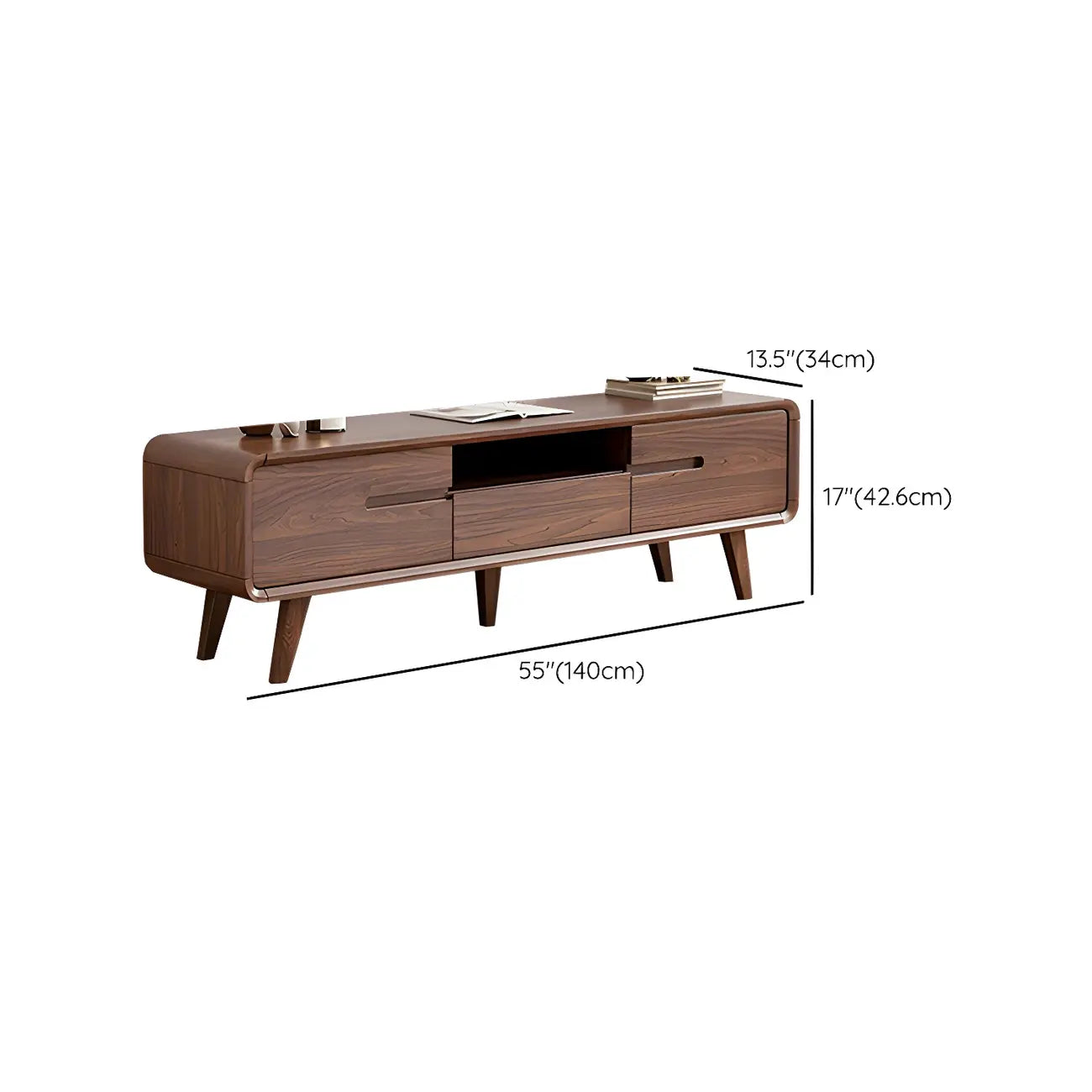 55 Brown Wood Adjustable Shelf TV Stand with Open Storage