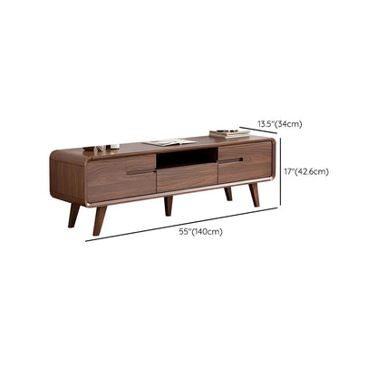 55 Brown Wood Adjustable Shelf TV Stand with Open Storage