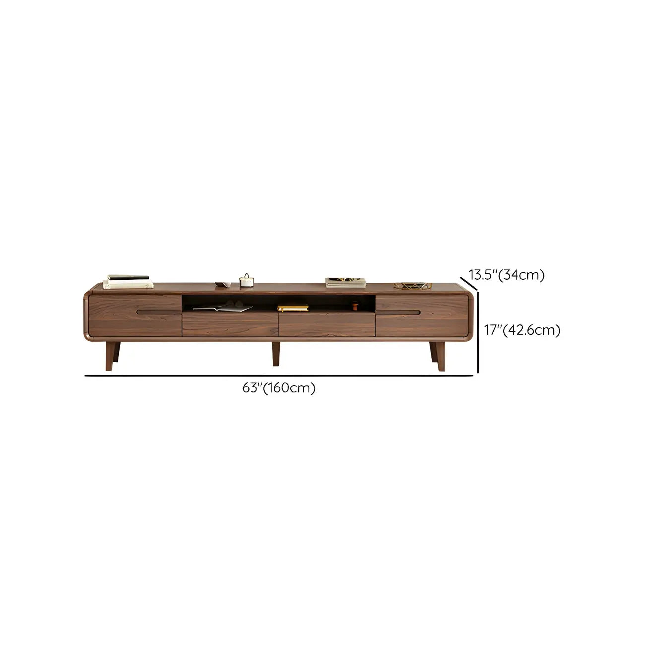 55 Brown Wood Adjustable Shelf TV Stand with Open Storage