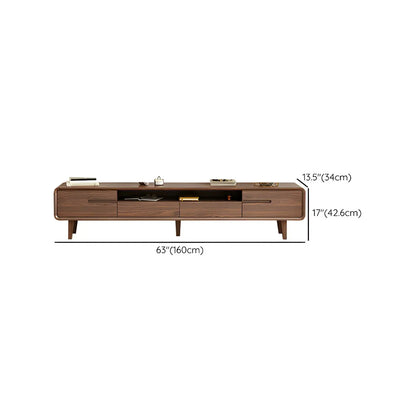 55 Brown Wood Adjustable Shelf TV Stand with Open Storage