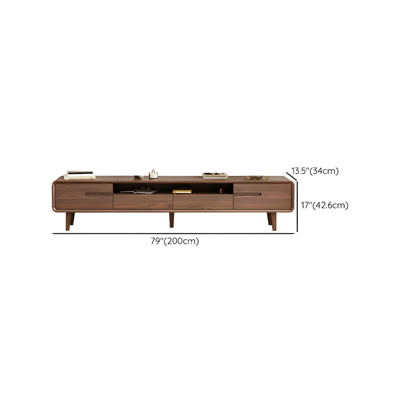 55 Brown Wood Adjustable Shelf TV Stand with Open Storage