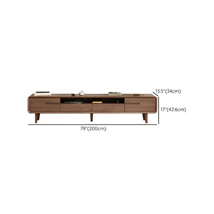 55 Brown Wood Adjustable Shelf TV Stand with Open Storage