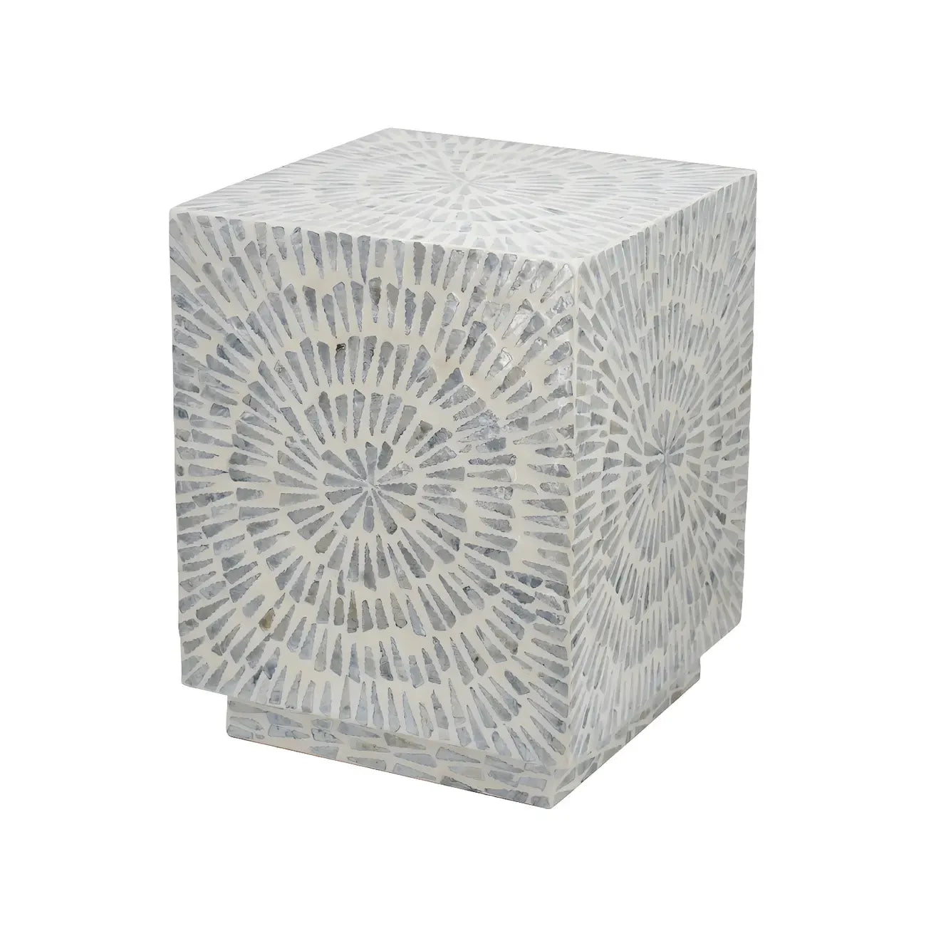 Tropical Mosaic Wooden Round Side Table