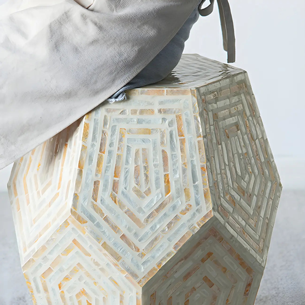 Tropical Mosaic Wooden Round Side Table