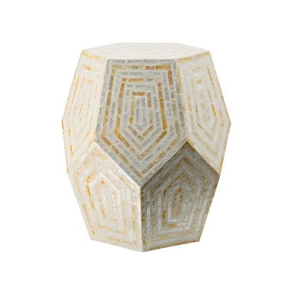 Tropical Mosaic Wooden Round Side Table
