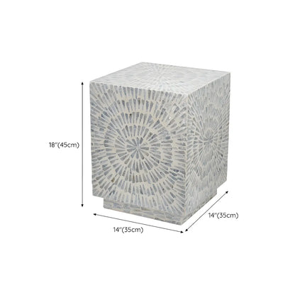 Tropical Mosaic Wooden Round Side Table