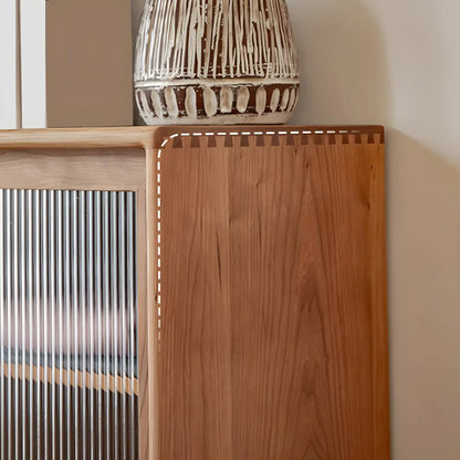 Scandinavian Natural Finish Cherry Wood Bachelor Chest with Shelves