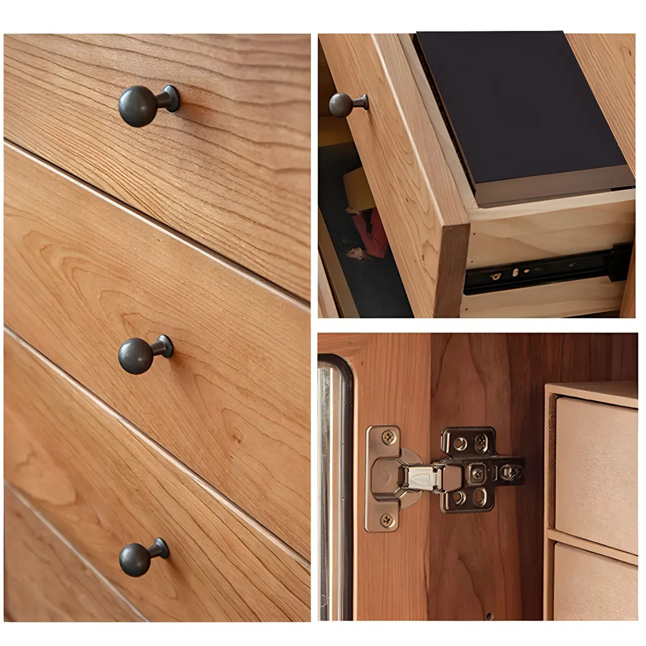 Scandinavian Natural Finish Cherry Wood Bachelor Chest with Shelves
