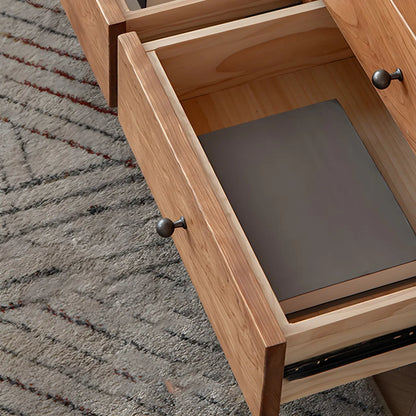 Scandinavian Natural Finish Cherry Wood Bachelor Chest with Shelves