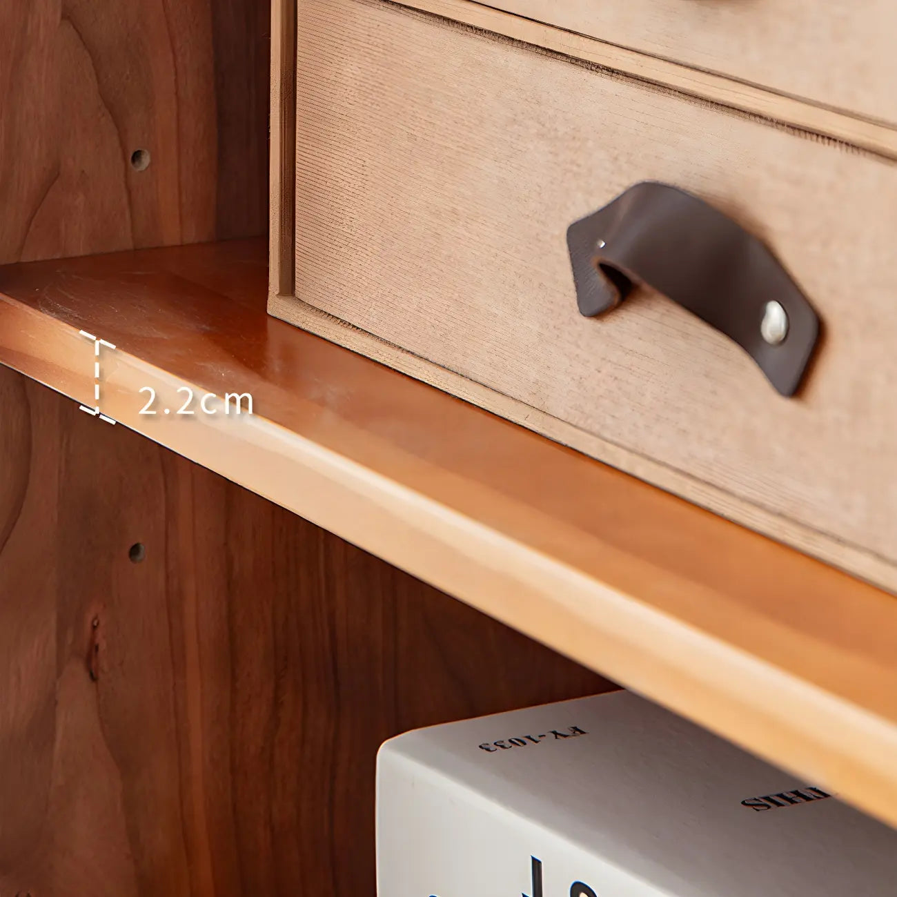 Scandinavian Natural Finish Cherry Wood Bachelor Chest with Shelves