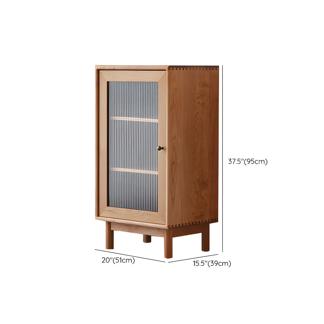 Scandinavian Natural Finish Cherry Wood Bachelor Chest with Shelves