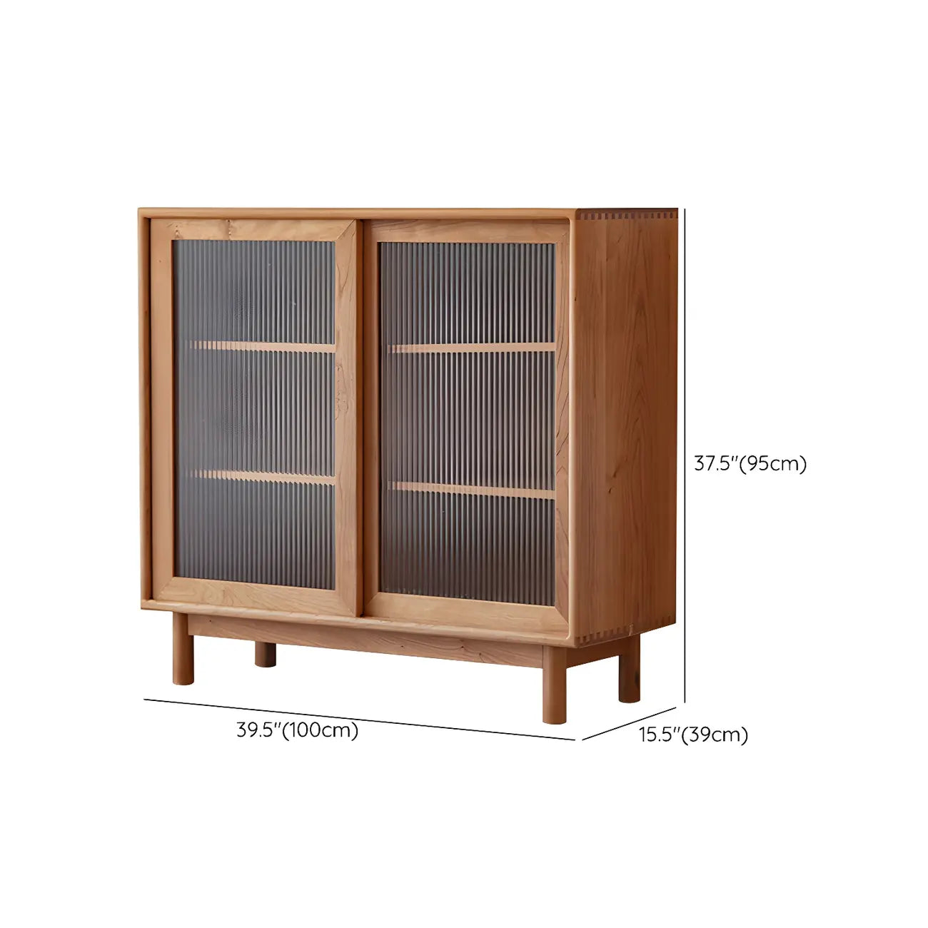 Scandinavian Natural Finish Cherry Wood Bachelor Chest with Shelves