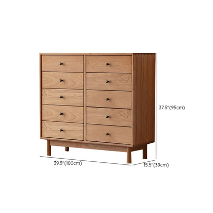 Scandinavian Natural Finish Cherry Wood Bachelor Chest with Shelves