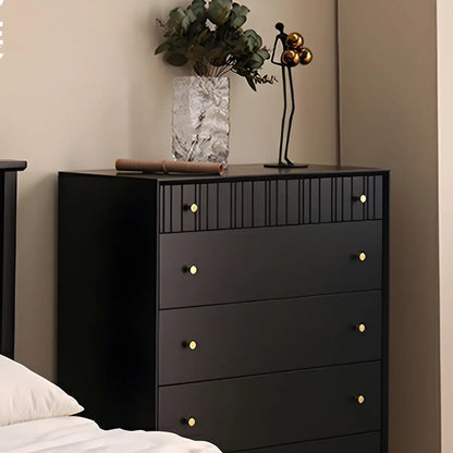 Classic Black Wooden Bachelor Chest with Drawers for Bedroom