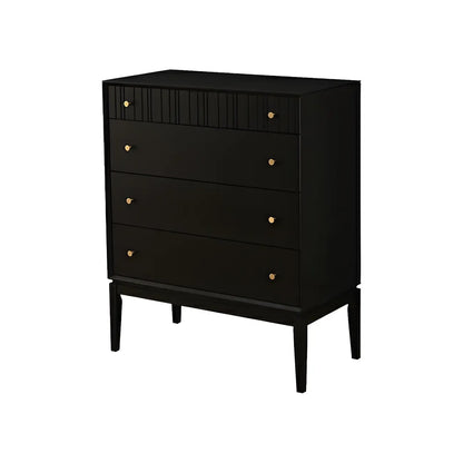 Classic Black Wooden Bachelor Chest with Drawers for Bedroom