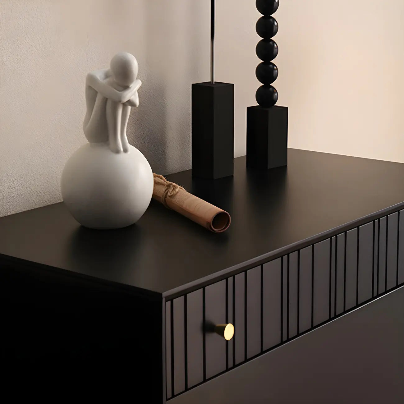 Classic Black Wooden Bachelor Chest with Drawers for Bedroom