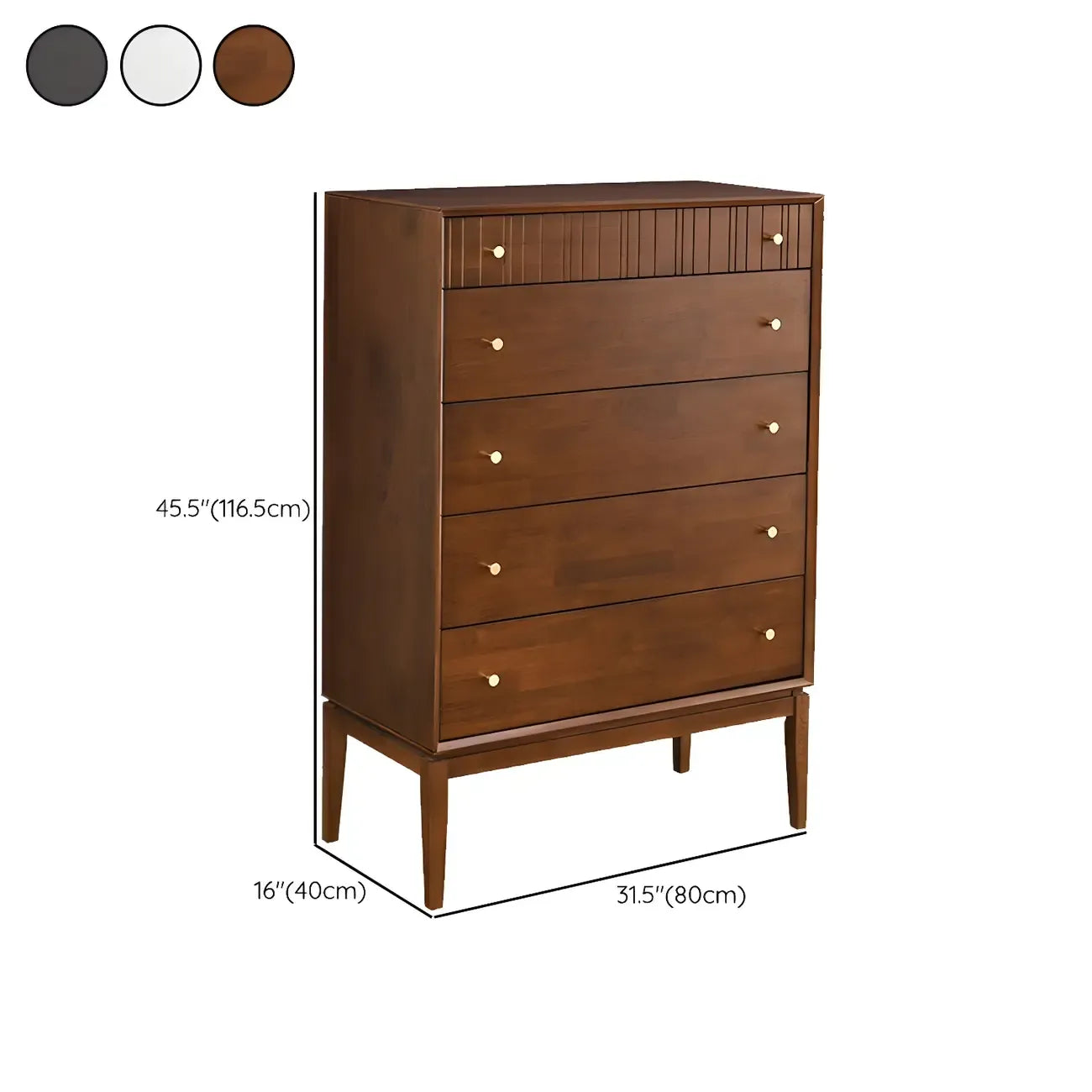 Classic Black Wooden Bachelor Chest with Drawers for Bedroom