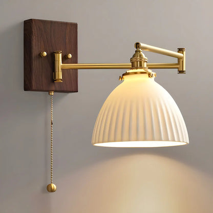 25 Vintage Bedside Swing Arm Wall Light with Pull Switch