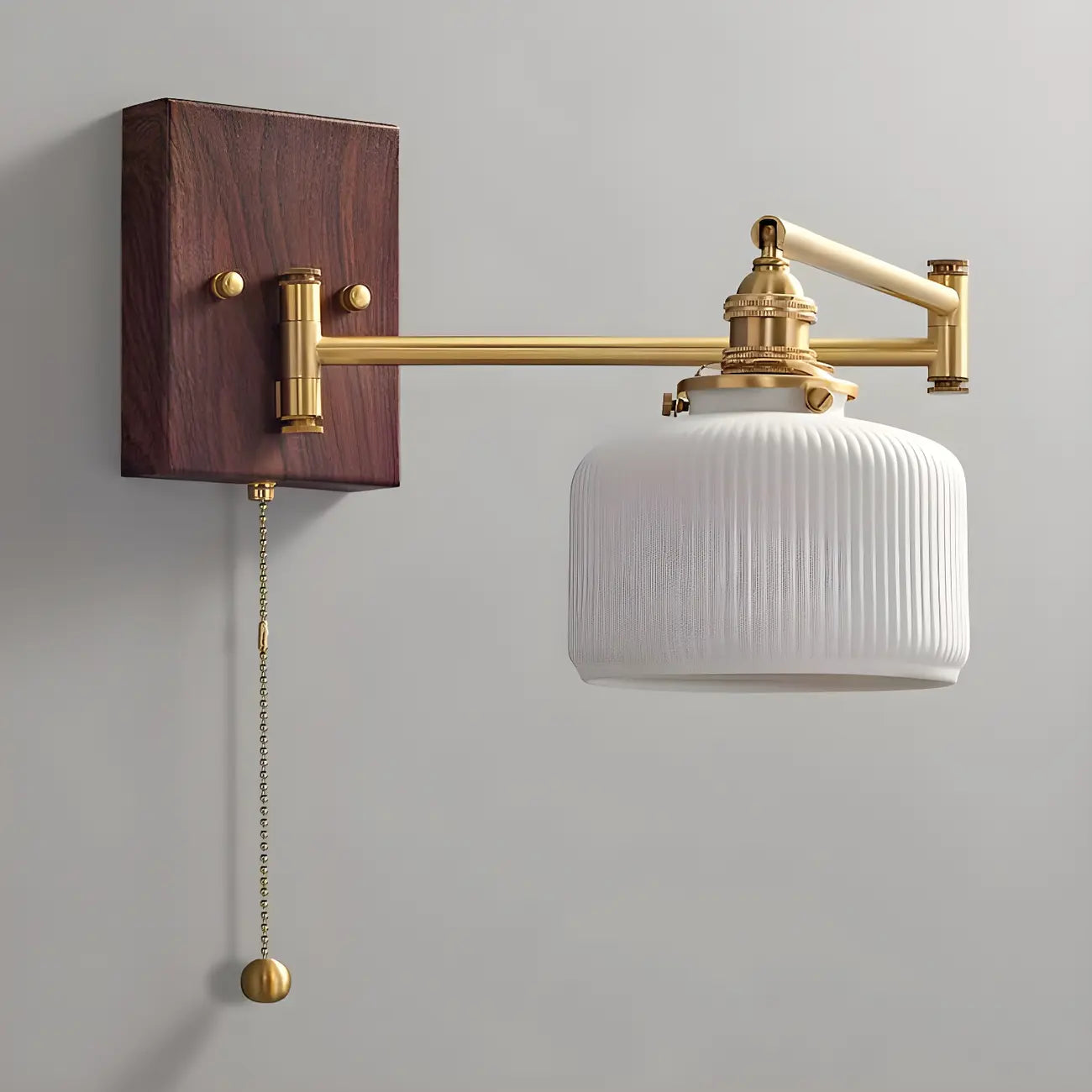 25 Vintage Bedside Swing Arm Wall Light with Pull Switch