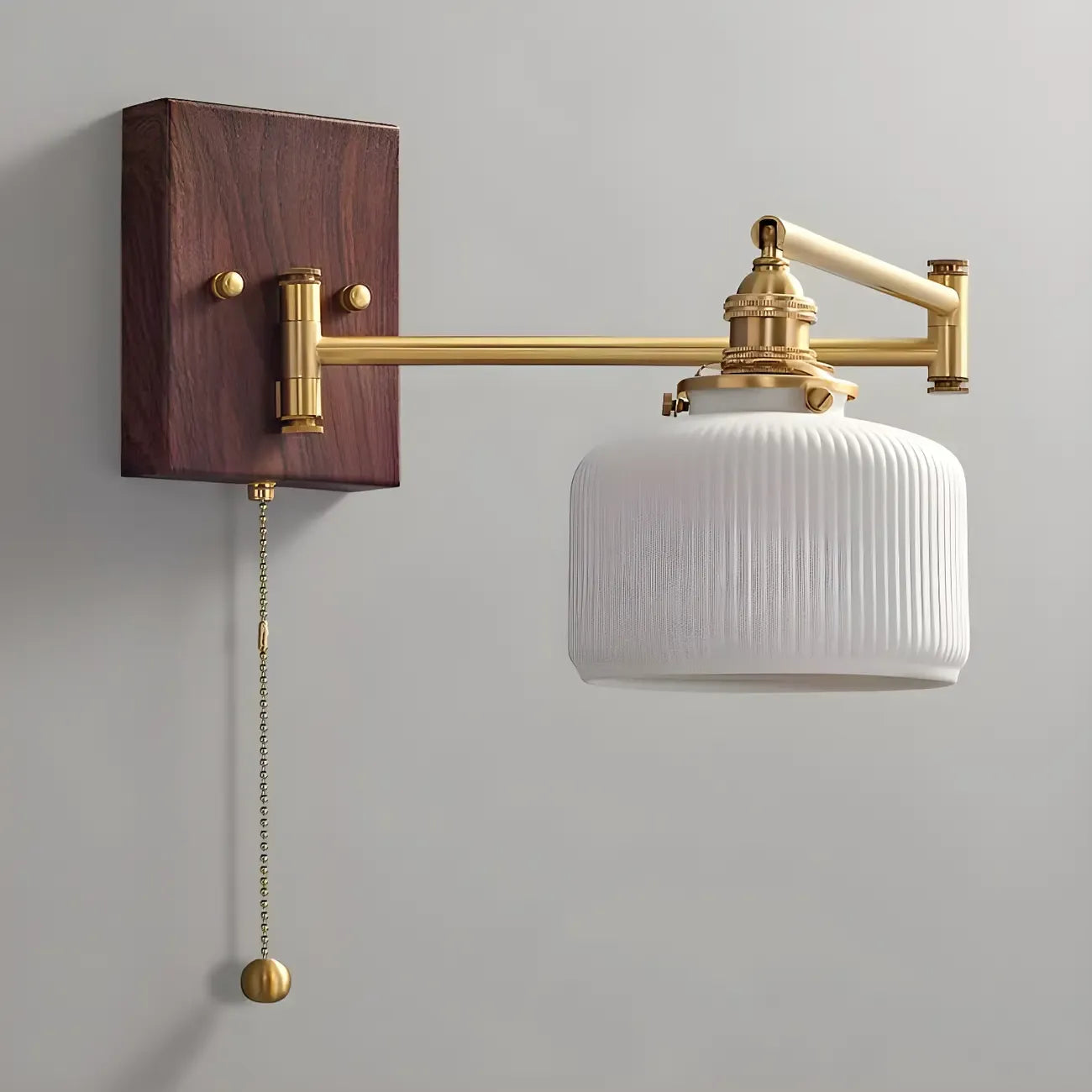 25 Vintage Bedside Swing Arm Wall Light with Pull Switch