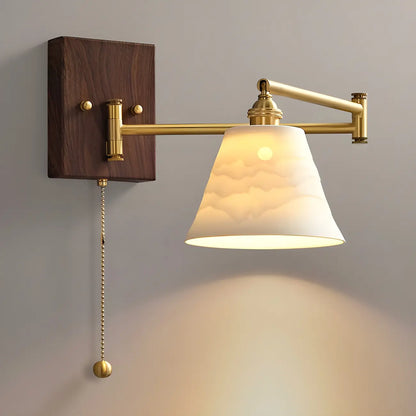 25 Vintage Bedside Swing Arm Wall Light with Pull Switch