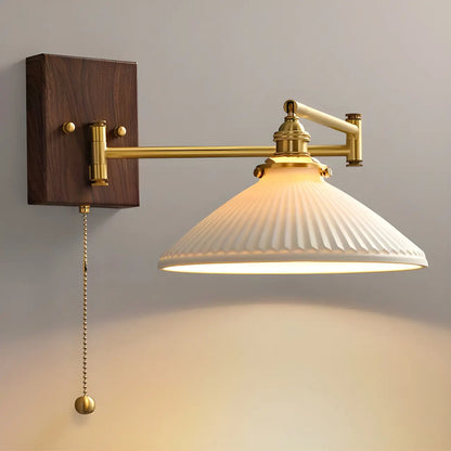 25 Vintage Bedside Swing Arm Wall Light with Pull Switch