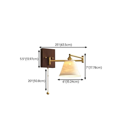 25 Vintage Bedside Swing Arm Wall Light with Pull Switch
