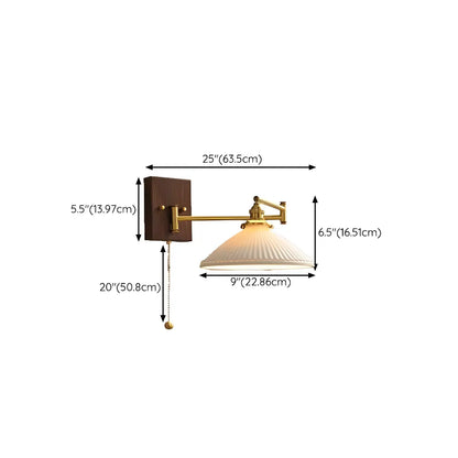 25 Vintage Bedside Swing Arm Wall Light with Pull Switch
