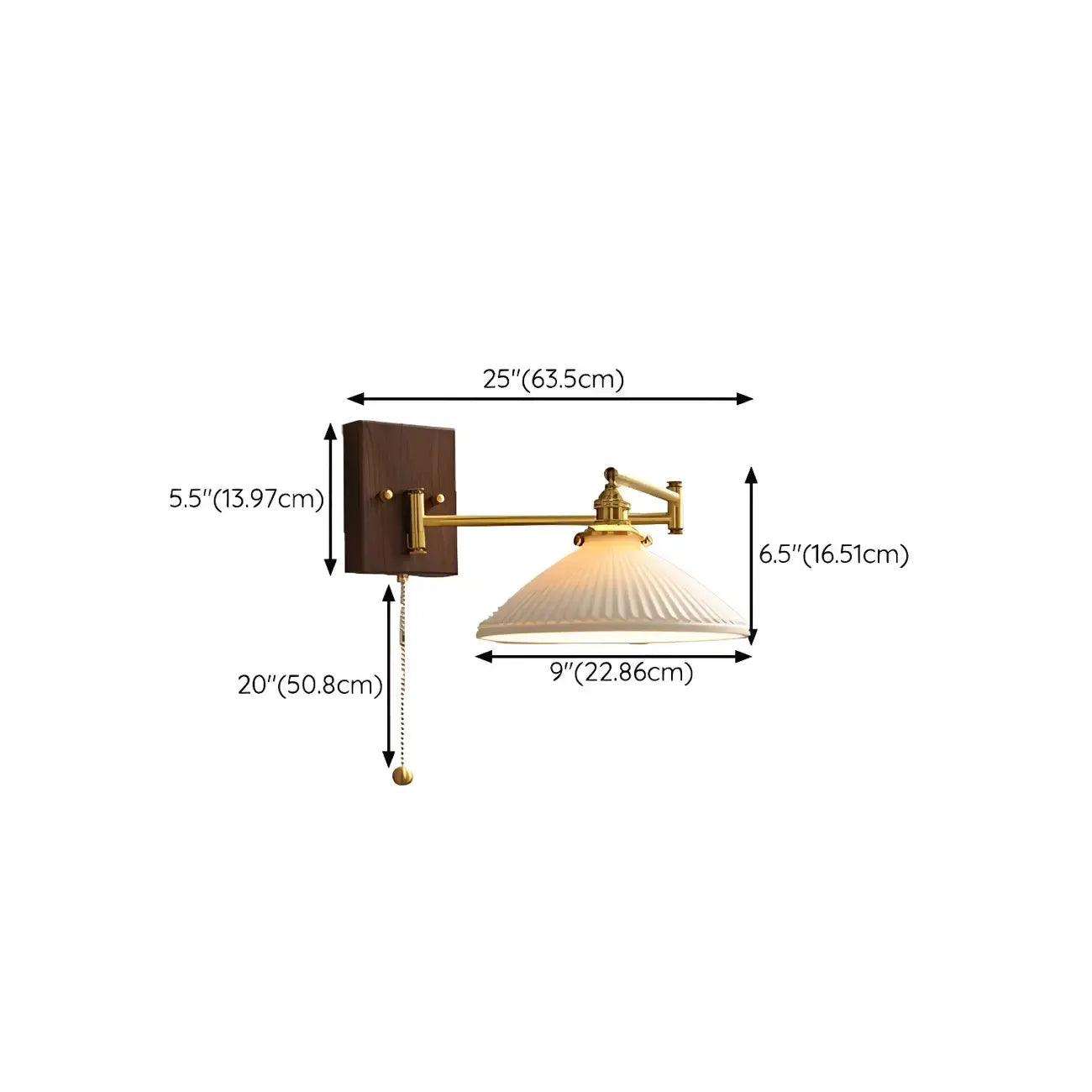 25 Vintage Bedside Swing Arm Wall Light with Pull Switch