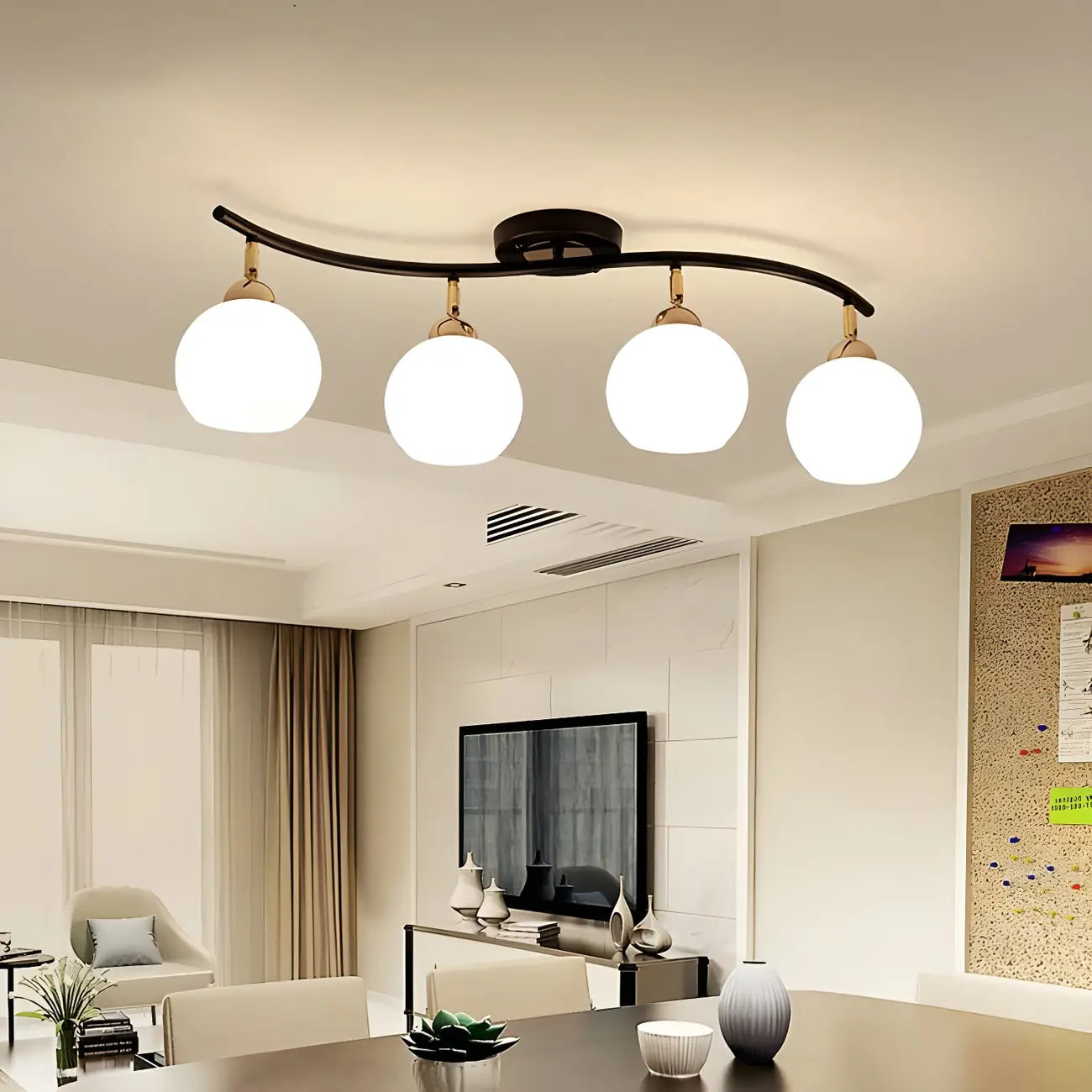 Modern Curved White Glass Dome Semi Flush Track Light