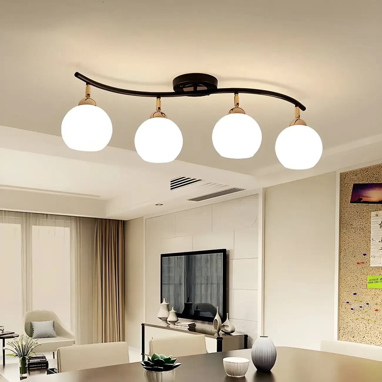 Modern Curved White Glass Dome Semi Flush Track Light