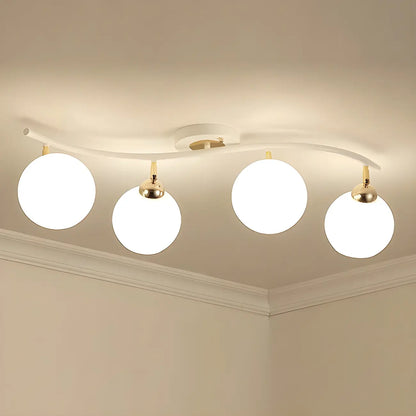 Modern Curved White Glass Dome Semi Flush Track Light