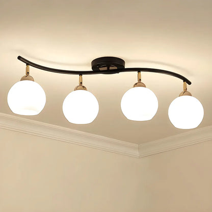 Modern Curved White Glass Dome Semi Flush Track Light