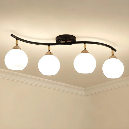 Modern Curved White Glass Dome Semi Flush Track Light