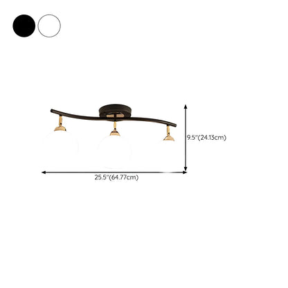 Modern Curved White Glass Dome Semi Flush Track Light
