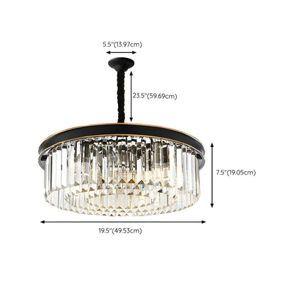 Modern Cylinder Crystal Chandelier Height Adjustable