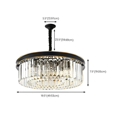 Modern Cylinder Crystal Chandelier Height Adjustable