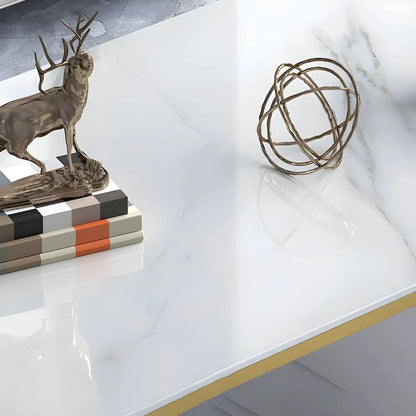 63 White Modern Stone Cable Management TV Stand with Storage