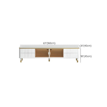 63 White Modern Stone Cable Management TV Stand with Storage