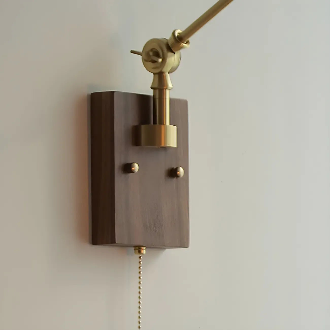 Vintage Brass Swing Arm Carved Glass Shade Wall Light