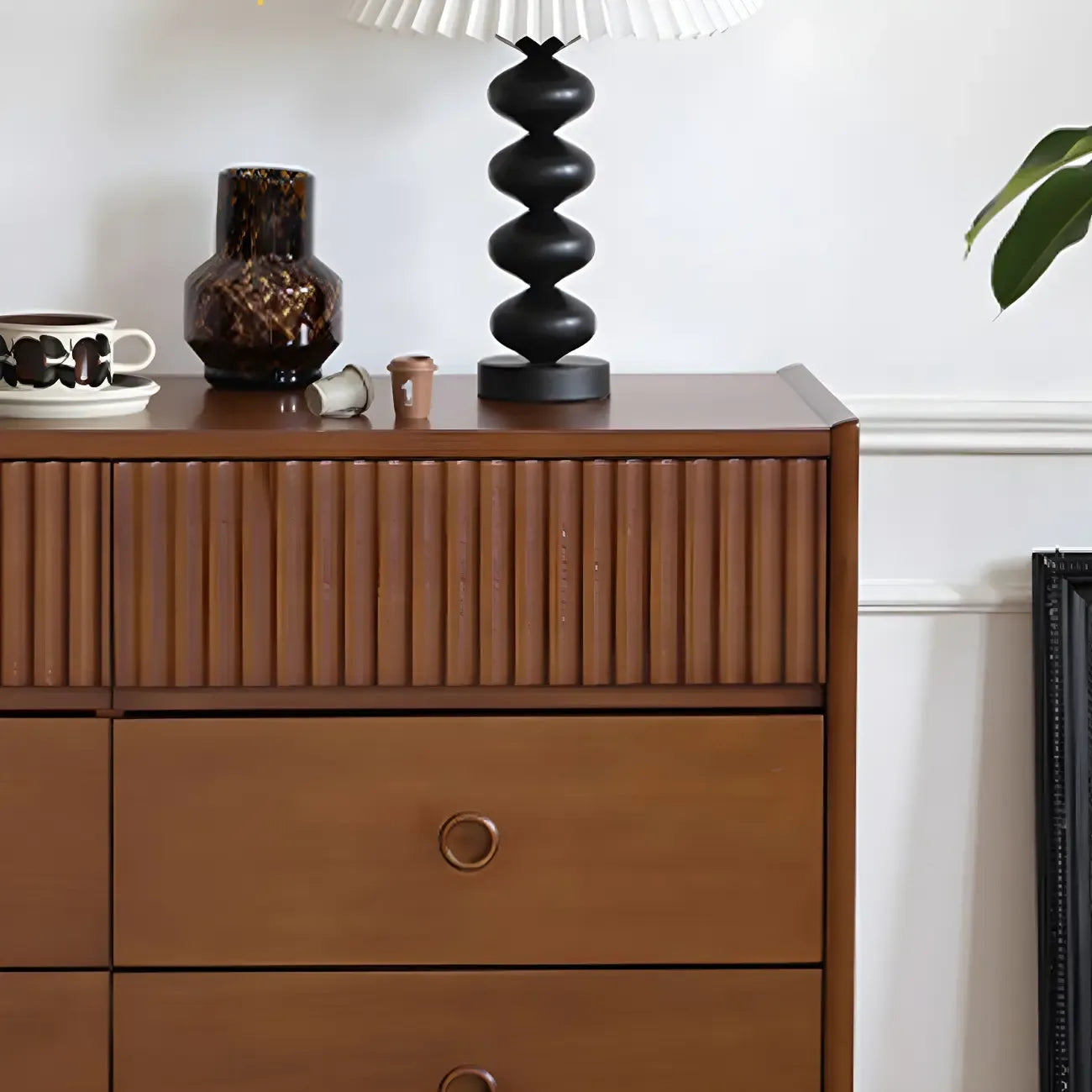 Vintage Brown Wooden Double-Layer Dresser with 9 Drawers