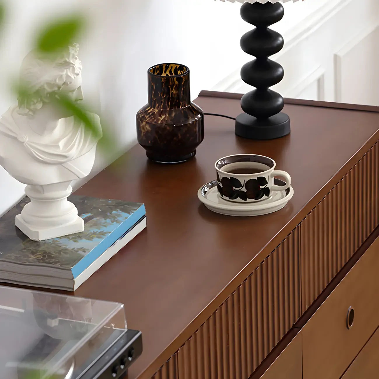 Vintage Brown Wooden Double-Layer Dresser with 9 Drawers