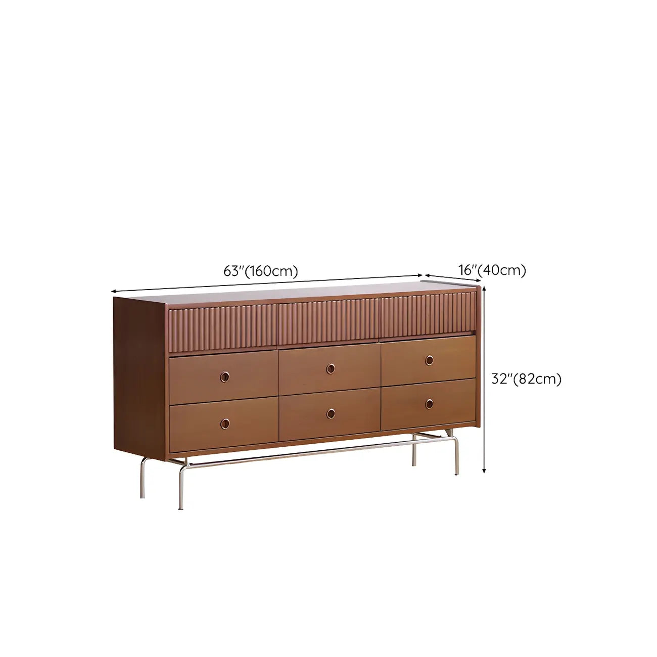 Vintage Brown Wooden Double-Layer Dresser with 9 Drawers